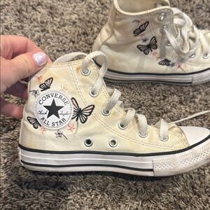 Converse Kids High-Tops - Cream with Butterfly Accents